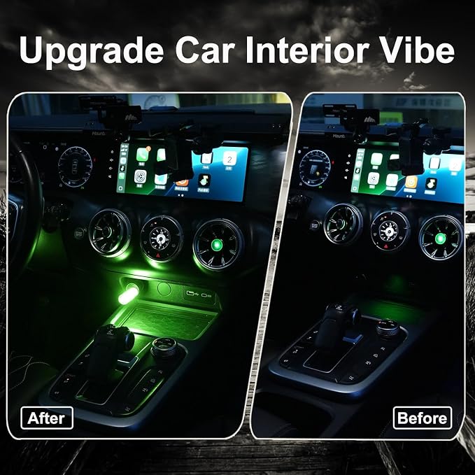 Hiseanllo 3PCS USB Car Interior Lights, Plug-in Glass Bottle Ambient Lamps for Cars, Portable Atmosphere Night Light, Universal Auto Interior Accessories (Green)