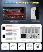 Car Stereo Double Din Radio, 7 inch Touch Screen Radio Car Audio Receivers, 2 Din Bluetooth Stereo, Mirror Link, FM EQ SWC USB Backup Camera Type-C Fast Charging