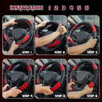 Soft Leather Steering Wheel Cover with Breathable Design and Anti-Slip Grip, Specially Designed for 14.5-15.2 inch Circular Steering Wheels