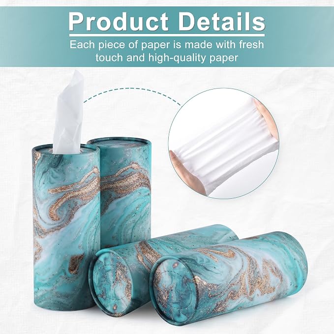 Car Tissue Holder, 4 Pack Car Cup Holder Facial Tissues with Travel Tissue Bag, Quick and Convenient Flower Combination Car Tissue Box(4 Canisters/200 Tissues) Green