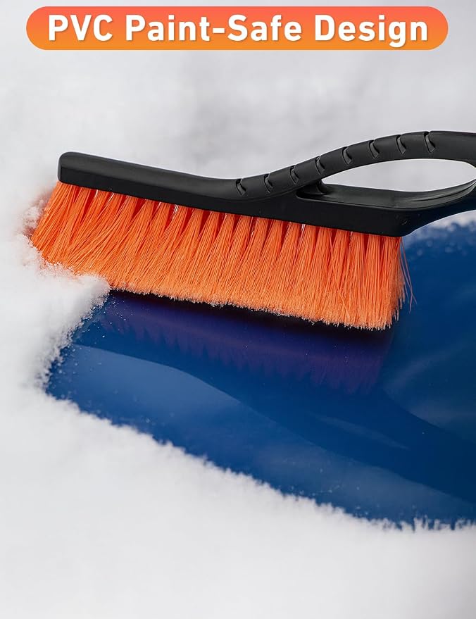 27" Car Snow Brush and Ice Scraper (2 Pack) | Aluminum Snow Scraper for Cars with Ergonomic Foam Grip | Scratch-Free Windshield Ice Scraper and Snow Remover for Cars and SUVs