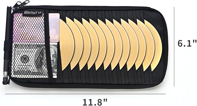 Car CD Visor Holder, 12 Sleeves Organizer with Mesh Pocket | Durable Oxford Cloth, Holds 12 CDs/DVDs, 1 Pen Holder, 1 Back Inner Pocket, Disc Storage Organizer, Fits Most Vehicle Visors