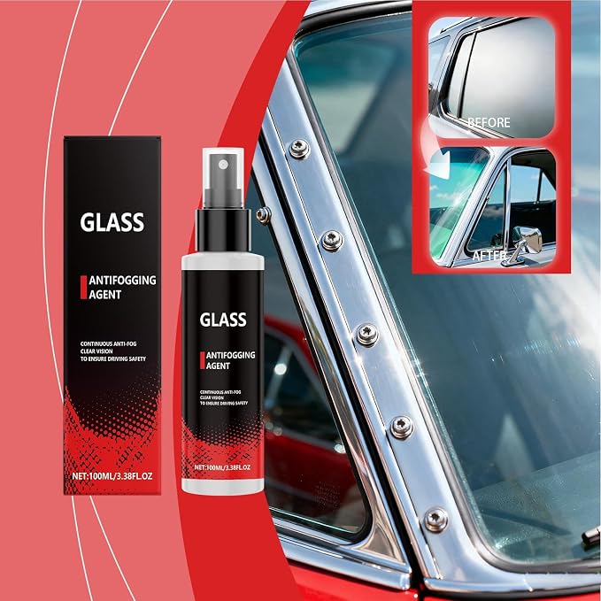 Car Glass Anti Fog Spray - Instant Automotive Defogger for Clear Visibility, Portable Glass Cleaner with Fast Fog Removal, Protective Coating for Driving, Shower Doors, Rainy Conditions