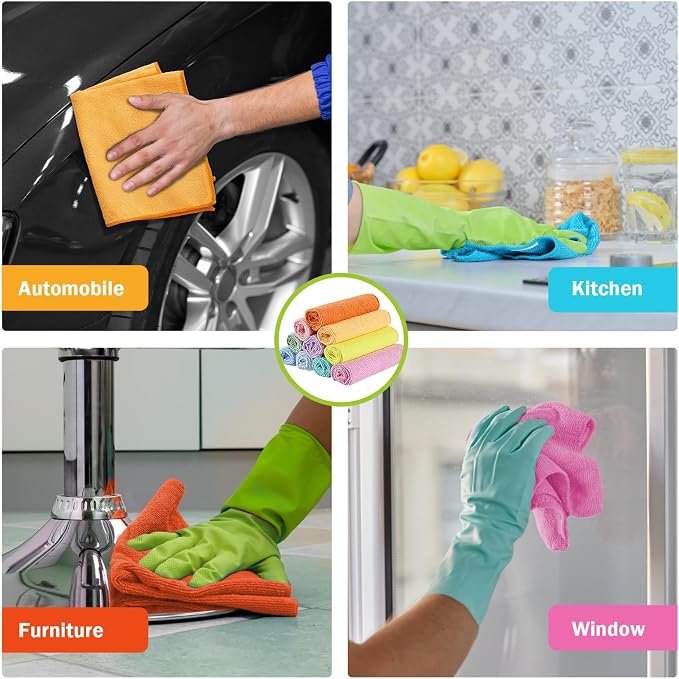 AIDEA Microfiber Cleaning Cloth-20PK, Microfiber Towels, Rags,11.5"×11.5" | Cleaning Rags, Lint Free Cloth, Wash Cloths, Dusting Cloth for Home, Window, Cars, Cleaning Supplies, Muilticolor