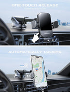 Wireless Car Charger, 15W Fast Charging Auto Clamping Phone Holders for Your Car Phone Mount fit for iPhone 17 16 15 14 13 12 Pro Max 11 XR XS, for Samsung Galaxy S25 Ultra S24 S23, Black