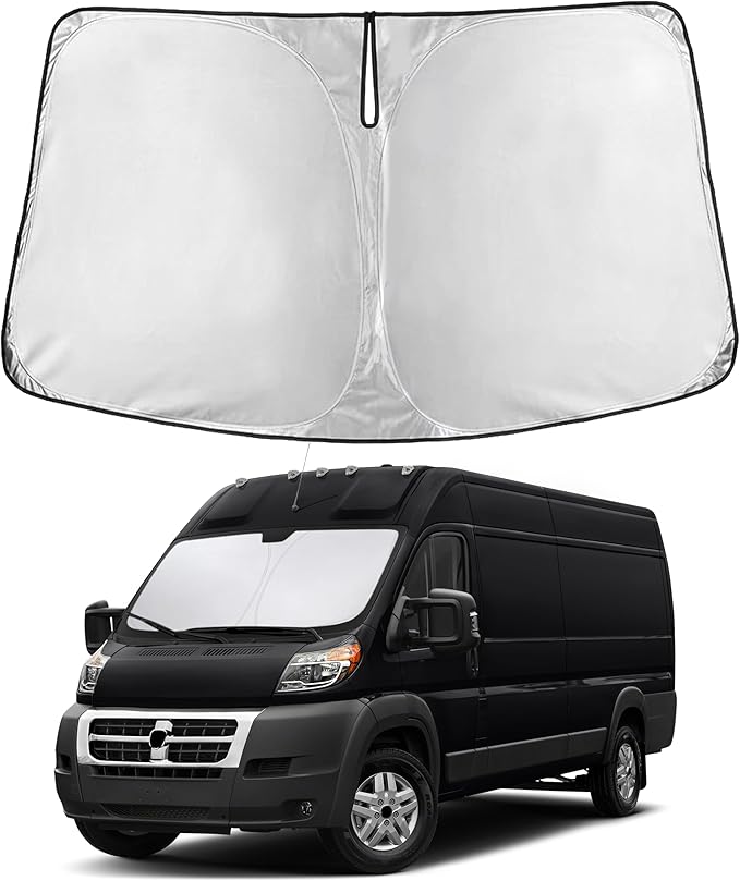 Windshield Sunshade Compatible for Dodge RAM Promaster 2014-2024 2025 2026, Sun Visor for Front Windshield & Window Sun Shade Cover, UV Heat Blocker & Protector, Car Accessories