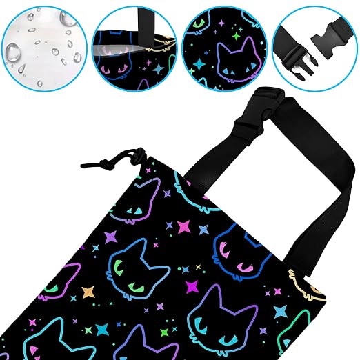 Car Trash Bag Colorful Neon Cat Heads Car Garbage Bag Hanging Car Trash Can for Back Seat with Drawstring, Waterproof Garbage Bags for Accessories Vehicle Travelling Camping Outdoor