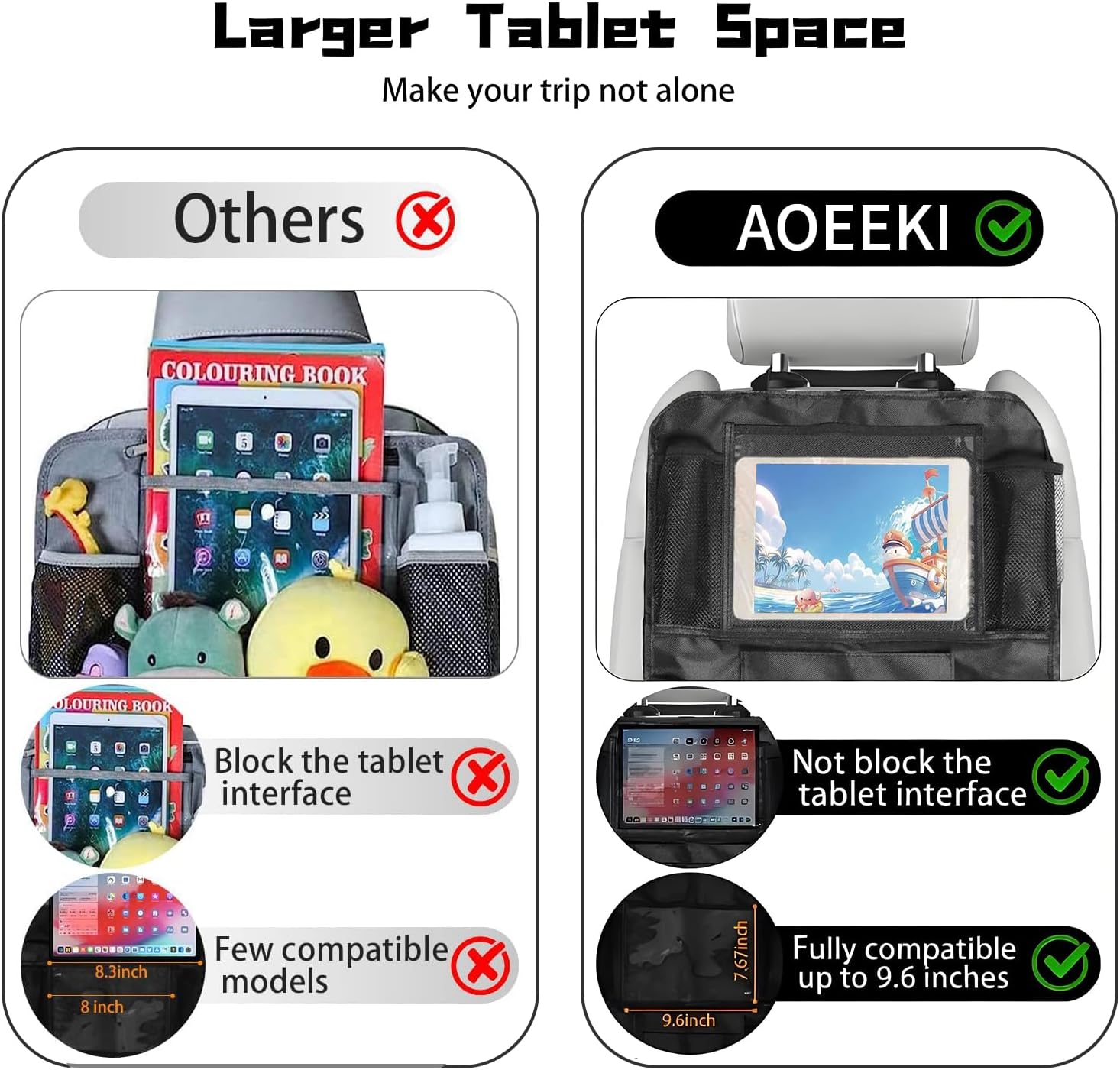 Backseat Car Organizer — Storage Bag with Tablet Holder
