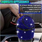 Bling Car Trash Can with Lid, Rhinestone Leakproof Waterproof Auto Cup Holder Garbage Bin, Portable Multipurpose Vehicle Dustbin and Organizer for Home Office Kitchen Bedroom (Blue)