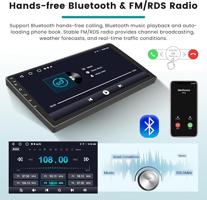 [DSP & EQ] 2+64G Car Radio for Honda Civic 2016 2017 2018 2019 2020, Android 15 Car Stereo Wireless Carplay, 9 inch Touch Screen for Civic Bluetooth Radio Android Auto/5GHz WiFi/GPS Navigation