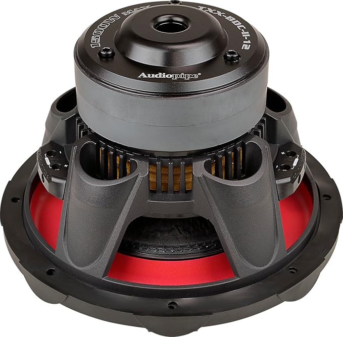 12" Double Stack Composite Cone Subwoofer (TXX-BDC-II-12), Superior Performance, 1500W, 2 Magnets, BASV Voice Coil, Aluminum Basket, Multi-Connect, Non-Press Paper Cone, 2 x 4 Ohms