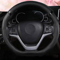 D-Shaped Flat Bottom Steering Wheel Cover for Women Girl - Stylish Car Accessory (Full Black)