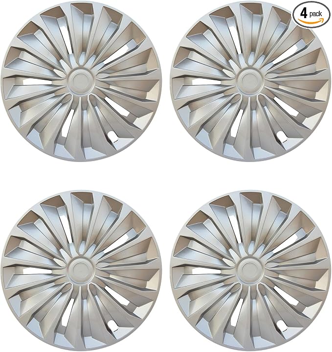 Hubcaps,16 inch hubcaps Set of 4, Wheel Rim Cover ABS Material, Snap On Car Truck SUV Replacement, for Toyota Camry Nissan Mazda etc, Silver