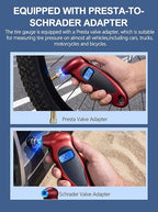 Digital Tire Pressure Gauge 150 PSI, Accurate in 0.1 Increments,1 Pack Tire Pressure Gauge with Backlight LCD, 4 Units (PSI/Bar/Kgf/cm²/KPA) Applicable to Car Truck Bicycle, Red