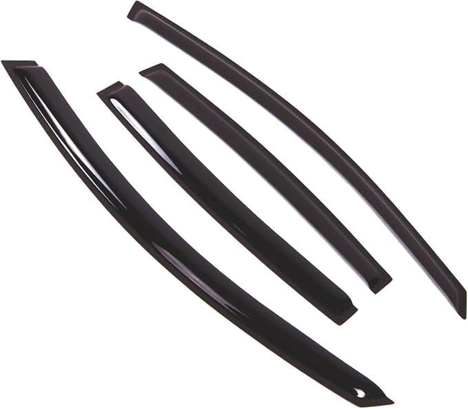 WD2-473 Dark Smoke 4 Pcs Set Window Visor (Outside Mount) Deflector Rain Guard Compatible with 2006-2008 Volkswagen Passat