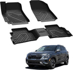 Floor Mats for Kia Seltos 2026 2025 2024 2023 2022 2021, All Weather TPE Custom Fit Floor Liners 1st & 2nd Row Car Mats Accessories for Kia Seltos 2021-2026, Black