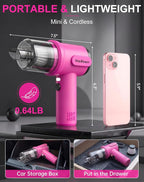 27pcs Car Cleaning Kit, 4-in-1 12000Pa Cordless Mini Handheld Vacuum Cleaner & Air Duster, Portable Pink Car Detailing Kit with Interior Accessories for Car, Home, Office, Gift for Women