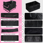 Trunk Organizer for Car, 95L Large Capacity Trunk Storage with Non-Slip Bottom Strips, Cargo Organizer for Suv, Truck, Sedan, Waterproof Portable Car Organizers for Women Men(Pink)