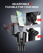 Upgraded Car Phone Holder - 2 in 1 Adjustable Cup Holder Expander Support 360° Degree Rotation - Car Cup Holder Phone Mount Compatible with All Smartphones