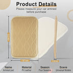 Car Center Console Cover, Leather Car Armrest Cushion, Universal Waterproof Cushion Pad, Non-Slip Car Interior Accessories, Fits Most Sedans SUVs Trucks (Light Beige)
