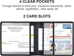 Car Registration and Insurance Holder, Vehicle Glove Box Car Organizer Men Women Wallet Accessories Case for Cards, Essential Document, Driver License, Black