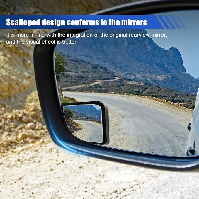 2PCS Car Fan Shaped Blind Spot Mirrors, Safety HD Glass Wide Angle Adjustable Car Convex Side Mirrors, Rearview Mirror with Adhesive, Vehicle Parking Auxiliary Mirror for SUV Truck (Black)