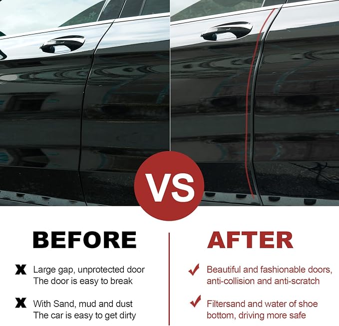 Car Door Edge Protector,Rubber Car Door Protectors No Glue Car Accessories Rubber U Shape Car Trim Door Protectors Seal for Sedan, Trucks, SUV, ATV, Boats(Black,65.6Ft)
