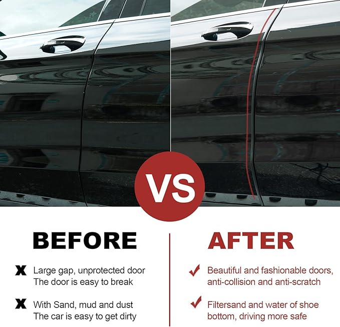 Car Door Protector 5M,Rubber Door Protectors for Vehicles No Glue Car Accessories Rubber U Shape Car Trim Door Protectors Seal for Sedan, Trucks, SUV, ATV, Boats (Black,16.4Ft)
