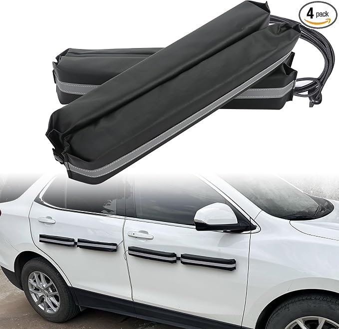 Magnetic Removable Car Door Dent Protector PU Leather Car Door Ding Protector Ding Bumper for Vehicles Black(Pack of 4)