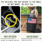 Large Car Cup Holder Expander, Fits Large 24/36/40/46oz Water Bottles, Big Drinks Holder Bag- Universal Auto Vehicle for Cars, SUV & Truck RV's Golf-carts (Black-US Flag)
