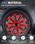 Hubcap Wheel Covers Hub Caps 16 Inch Set of 4 Black & Red Universal Wheel Rim Cover R16 Stylish Car Decor Wheel Covers