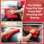 15 Pcs Car Microfiber Towels Buffing Drying Wash Cleaning Cloths Plush Large Towels Thick Care Polishing Detailing Waxing Scratch Proof Towel, 15.75 x 15.75 Inch (Red)