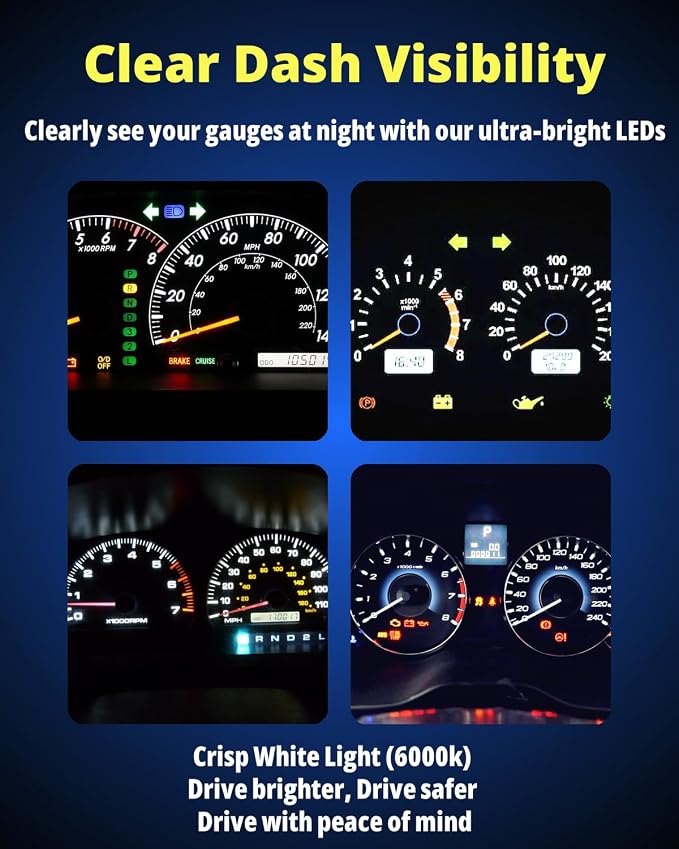 74 Led Bulb Dash Lights Super Bright T5 2721 37 70 286 Wedge PC74 Twist Socket Automotive Instrument Panel Gauge Light Kits Cluster Shift Indicator Bulbs White Pack of 20