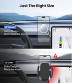 Tesla Phone Mount【Strongest Magnet Power】 Foldable Hidden Tesla Phone Holder Fit for All Phones, Tesla Model 3/Y/Cybertruck Accessories, Tesla Model 3 Model Y for MagSafe Car Mount-Quicksilver