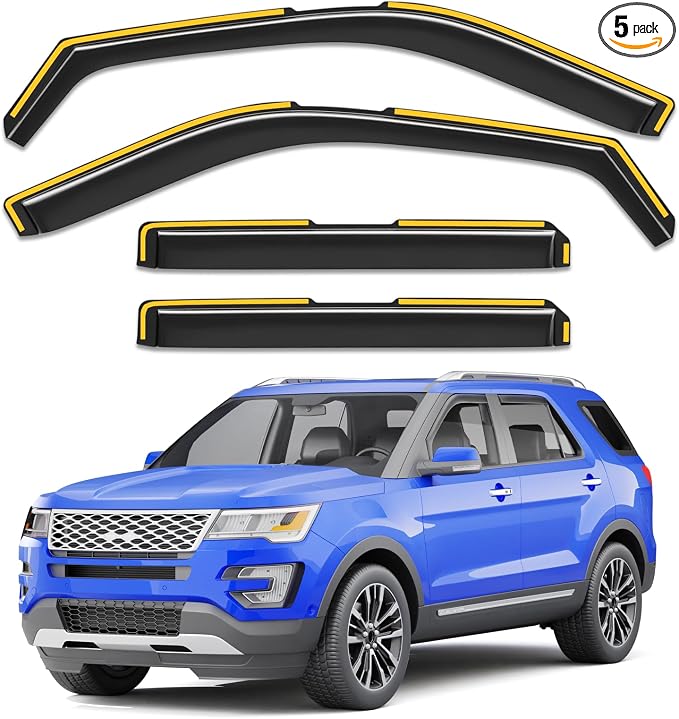 in-Channel Window Rain Guards Fit for Ford Explorer 2011 2012 2013 2014 2015 2016 2017 2018 2019, Extra Durable Visors Vent Visors Window Deflector Vent Shades Car Accessories -4 pcs