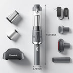 Handheld Vacuum Cordless 25000Pa Car Vacuum 3-in-1 Handheld Vacuum, Includes Smart Display and Charging Base Hand Vac Cordless Rechargeable One-Touch Empty for Home/Pet/Car (Silver)