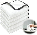 Shiny Cleaning Cloths White Dual-Sided, Drying Dish Towels, 5pcs 12"x10" Ultra Absorbent Quick Drying Dish Towels, Streak Free Reusable Wash Cloths, Microfiber Lint-Free Wipes for Dishes, Sink & Glass