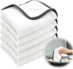 Shiny Cleaning Cloths White Dual-Sided, Drying Dish Towels, 5pcs 12"x10" Ultra Absorbent Quick Drying Dish Towels, Streak Free Reusable Wash Cloths, Microfiber Lint-Free Wipes for Dishes, Sink & Glass