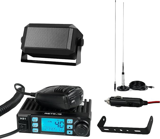 MB1 AM/FM CB Radio Kit, Portable CB Mobile Radio Kit with 5W Mini External Speaker and Magnetic Antenna, Noise Reduction, Emergency Channel 9/19, VOX, CB Radios Long Ranges for Trucker