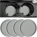 Car Cup Coaster, 4PCS Universal Auto Non-Slip Cup Holder Embedded in Ornaments Silicone Coaster, Car Interior Accessories Sets, Grey