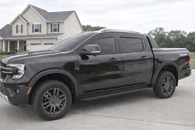 2024-2026 in-Channel Rain Guards for Ford Ranger XL XLT Lariat Raptor Side Window Visor Deflectors Tinted Vent Shades 2025