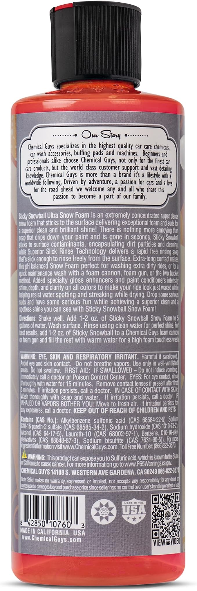 CWS21516 Sticky Snowball Ultra Snow Foam Car Wash Soap (Works with Foam Cannons or Bucket Washes) Safe for Cars, Trucks, Motorcycles, RVs & More 16 fl oz, Cherry Scent
