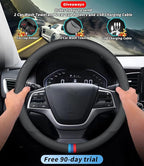 Deer Route Custom-Fit for GMC Steering Wheel Cover, Premium Leather Car Steering Wheel Cover with Logo, Non-Slip, Breathable, for GMC Accessories (D-Style,for GMC)