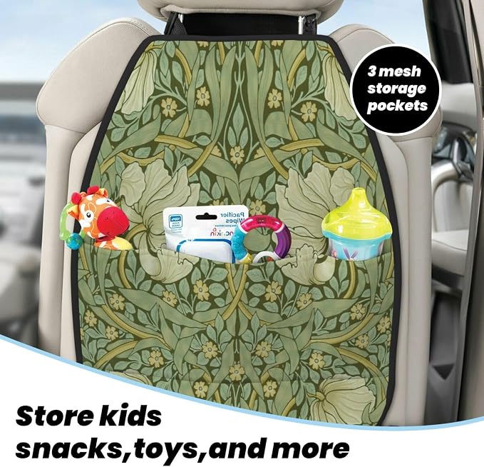 William Morris Pimpernel Car Seat Back Kick Protectors Kick Mats With Storage Pockets For Vehicles To Protect From Dirt Mud Scratches 2 Pack