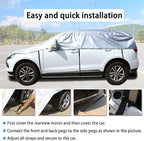 Half Car Cover All Weather Car Body Cover Sunshade Cover Snow Cover Waterproof Snowproof Universal 210D Oxford Fabric (Fit SUV Length 174'' to 189'')