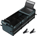 Large Trunk Organizer With Built-in Leakproof Cooler Bag, 2 Tie-Down Straps, 4 Removable Dividers, Foldable Cover, Built with 2mm PE Board, Gray