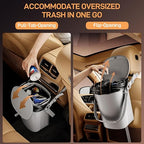 Waretary Trash Can for Car Garbage: Leakproof Silicone Car Waste Bin w/Lid for Drivers and Passengers; 2 Gallon Garbage Container for Vehicle, Sedan, SUV, Van, MPV & Truck (Gray)