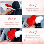 2 Pcs Plush Heart Shaped Pillow with Angel Wings Car Headrest Soft Comfortable Seat Pillow for Driving Travelling Room Office Car Decor, 19.7 x 8.3 Inch(Red)