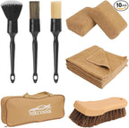 10PCS Car Cleaning Kit, Car Detailing Kit Interior Cleaner, Long Bristle Horse Hair Leather Cleaning Brush, Car Detailing Brushes, Microfiber Cloth & Applicator, Car Cleaning Supplies for Interior
