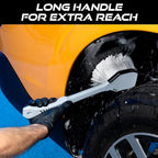 VIKING Car Wash Brush, Wheel and Fender Brush, Long Handle Tire Cleaner for Car Detailing, 16.5 Inch, Grey/Black (Pack of 6)